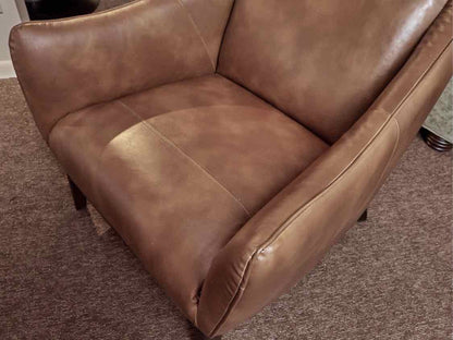 Pair Of 'Caramel' Bonded Leather Chairs With Espresso Finish Legs