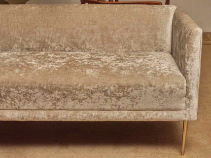 Performance Velvet Silver Gray Tight Back Chrome Legs Sofa