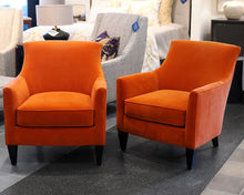 Pair of Crate & Barrel Burnt Orange Velvet Accent Chairs