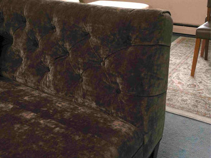 Charcoal Gray Durable Velvet Tufted Back & 3 Toss Pillows  Banquet Settee