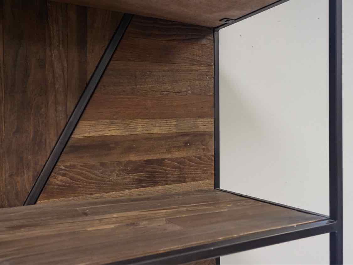 Industrial Metal & Wood Four Shelf Bookcase