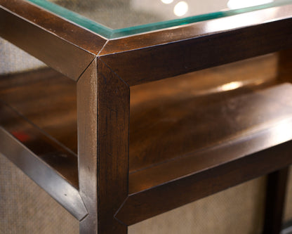 Mahogany Console Table With Glass Top Inserts