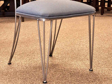 Set of 4 Regal Dining Chairs in Blue Uphostery with Silver Finish Frame