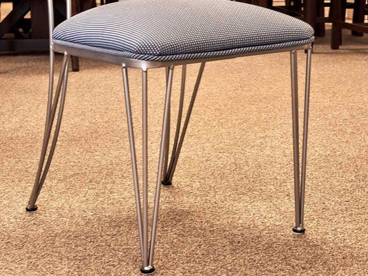 Set of 4 Regal Dining Chairs in Blue Uphostery with Silver Finish Frame