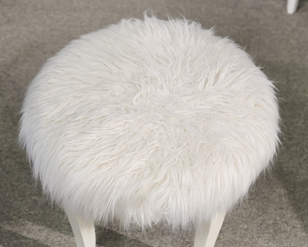PB Teen Glam Furry White Stool