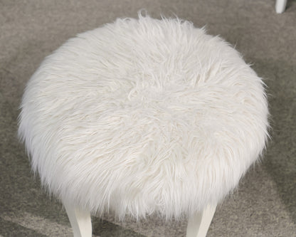PB Teen Glam Furry White Stool