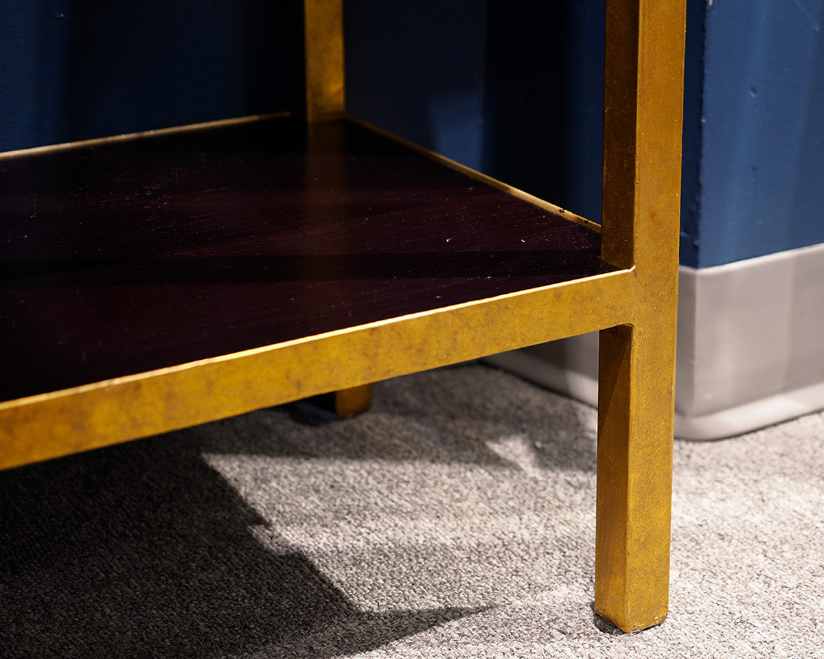Tall Gold Patinaed Bookcase