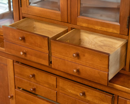 Stanley Two Piece Cherry  Lighted Hutch And Server