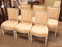 Set of 6 Distressed Cream Finish Dining Chair with  Floral Upholstery