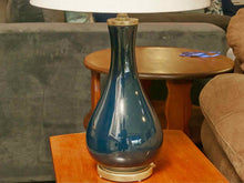 Porcelain Dark Blue Vase Shape Gold Base Table Lamp
