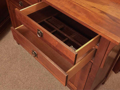 Kincaid Cherry Mission Style 4 Drawer 2 Door Leaded Glass Accent   Dresser