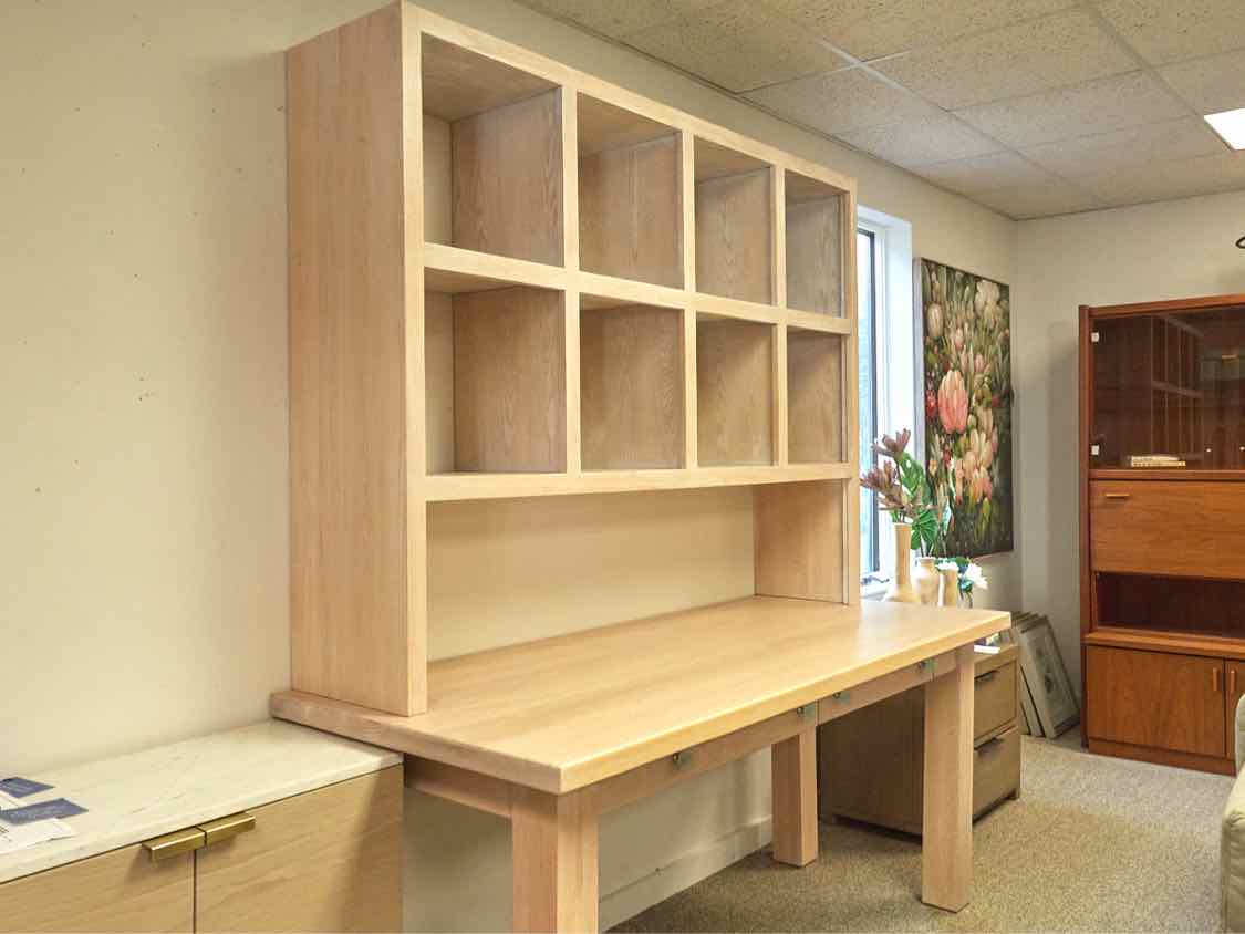 Custom Solid Limed Oak Two Piece Display Cabinet