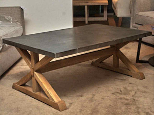 Magnussen Home 'Lybrook' Zinc Plated Top X Frame Trestle Base Cocktail Table