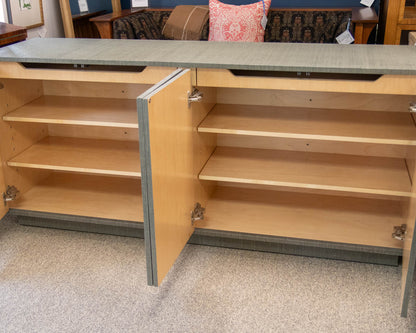 Four Door Linen Wrapped Server in Grey/Green