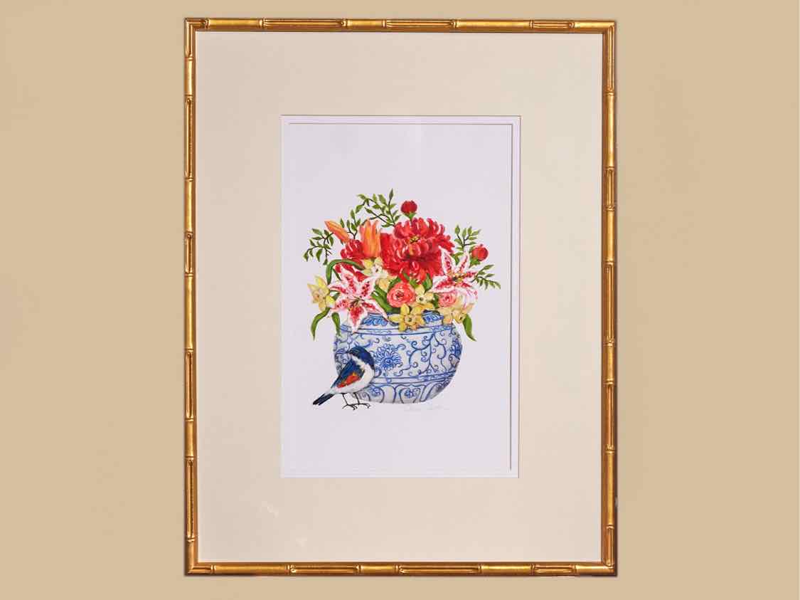 'Blue And White I' Framed Print 1/2