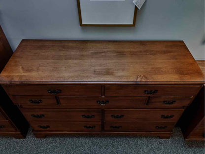Maple 9-Drawer Dresser with Antique Brass Pulls