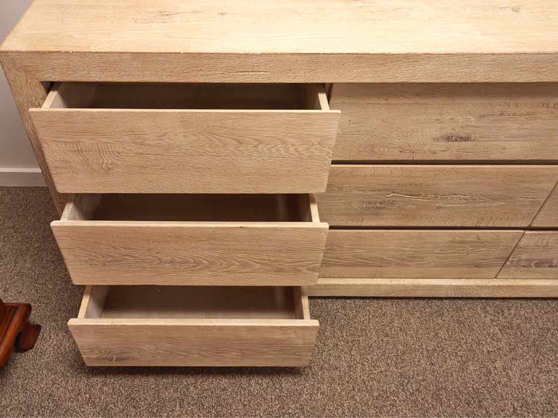 Restoration Hardware Contemporary Oak Nine Drawer Dresser