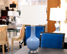 Porcelain Dragon Blue Long Neck Vase Table Lamp