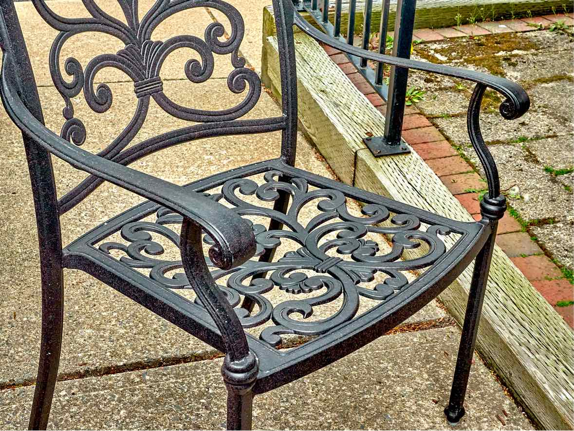 Black Cast Aluminum Outdoor Dining Set with 9 Arm Chairs