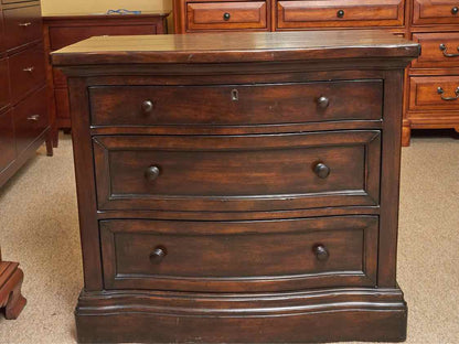 Pair of Pottery Barn Espresso Finish Planktop Nightstands with 3 Drawers