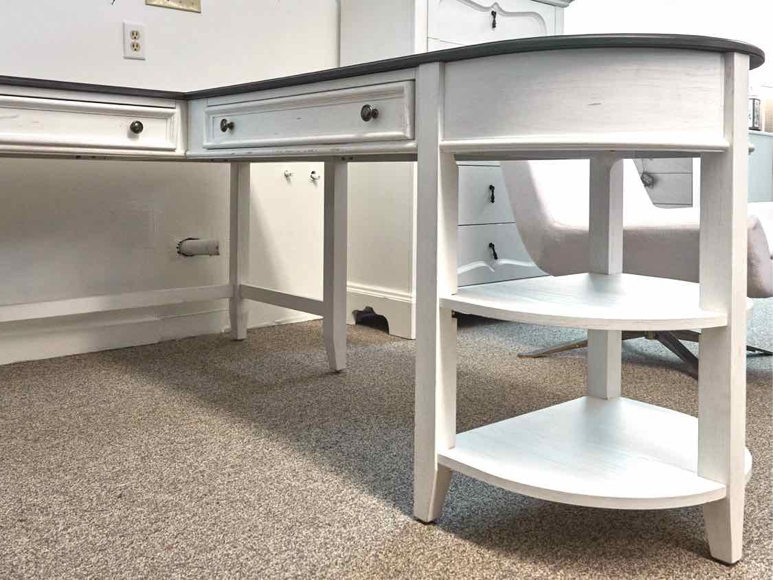 Liberty Furniture Allison Park L Shaped Desk w/Charcoal Top & White Base