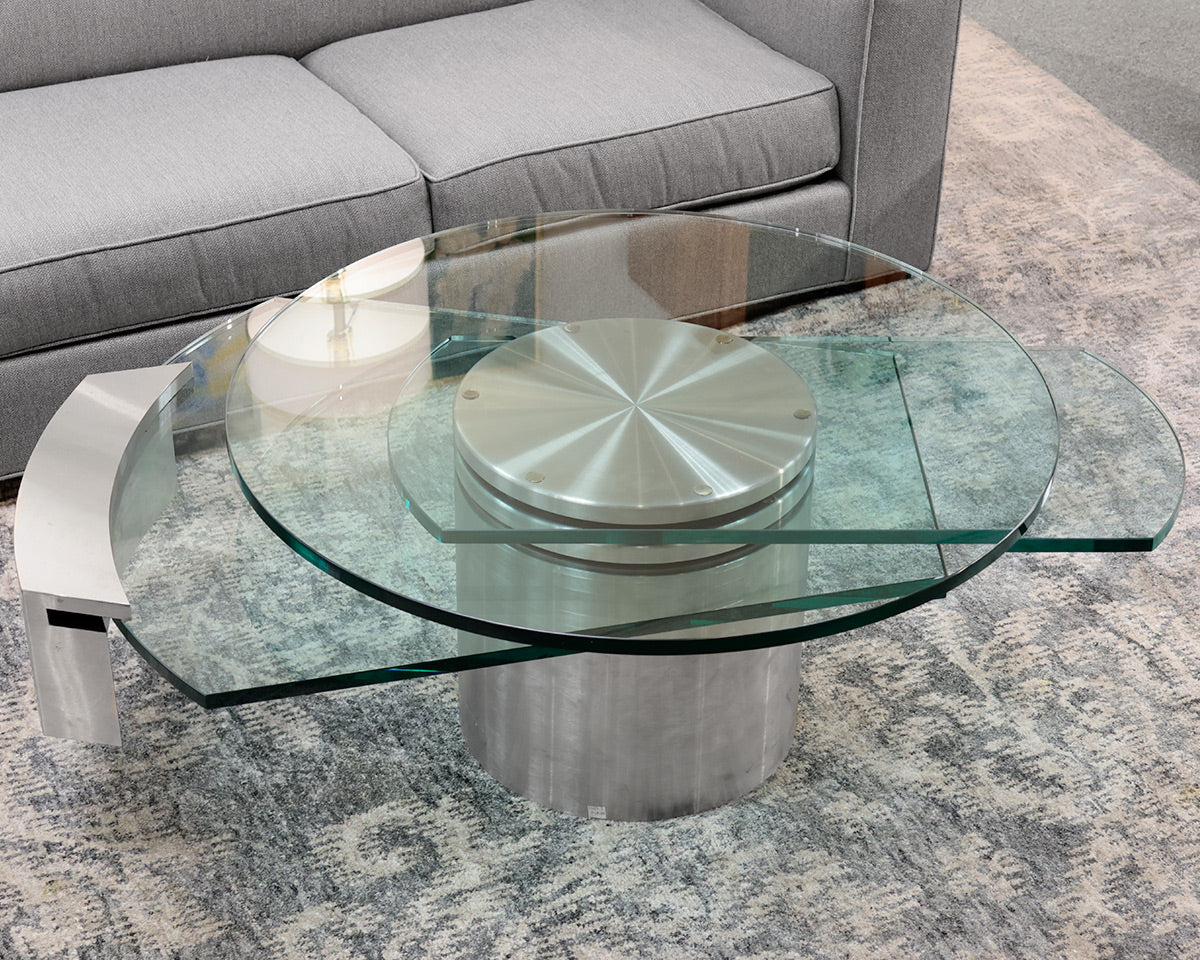 Dakota Jackson Self-Winding Glass Cocktail Table