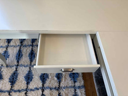 White L-Shaped Desk w/ Filing Cabinet