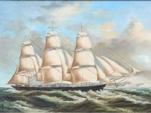 Oil Painting Of Clipper Ship in Gilt Frame