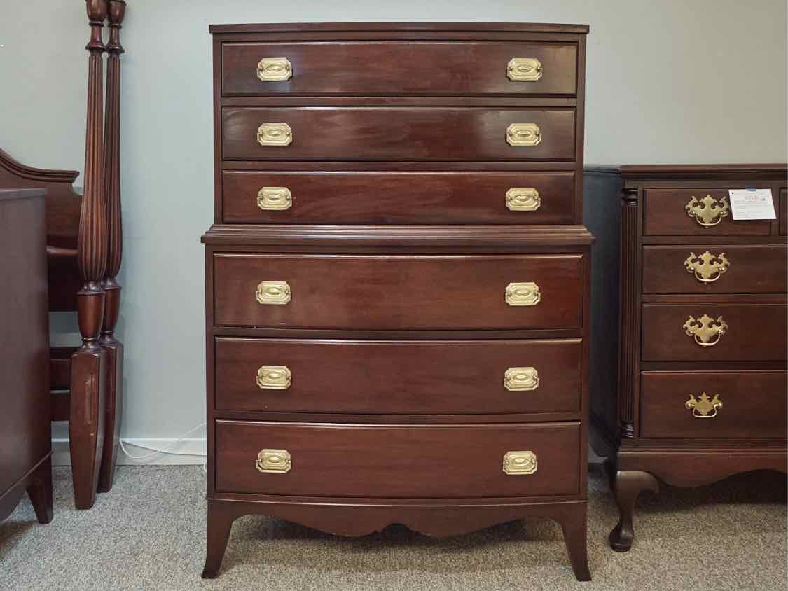 Continental Furniture Solid Mahogany Chest on Chest with 6 Drawers