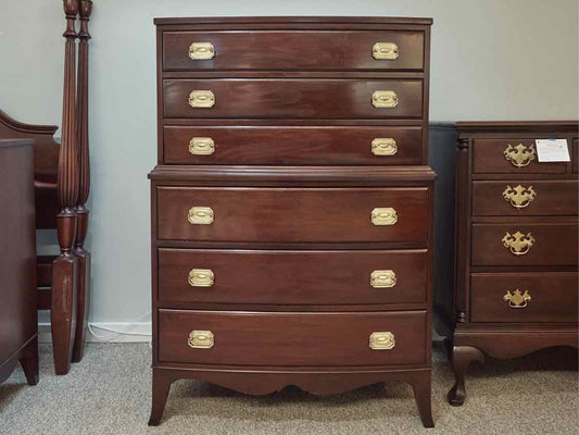 Continental Furniture Solid Mahogany Chest on Chest with 6 Drawers