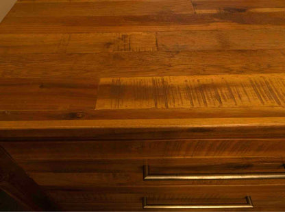 West Elm 'Alexa' Reclaimed  Pine Brass Finsh Handles 5 Drawer Chest