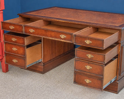 9 Drawer English Style Desk in Mahogany
