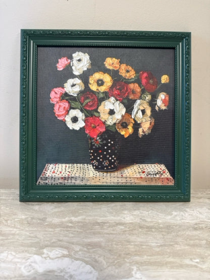 Green Framed Still Life Painting