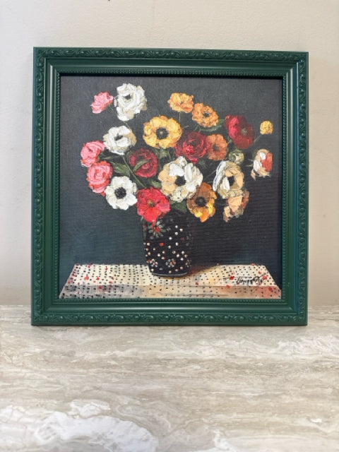 Green Framed Still Life Painting
