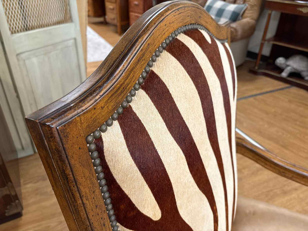 Pair of Carved Wood Zebra Armchairs