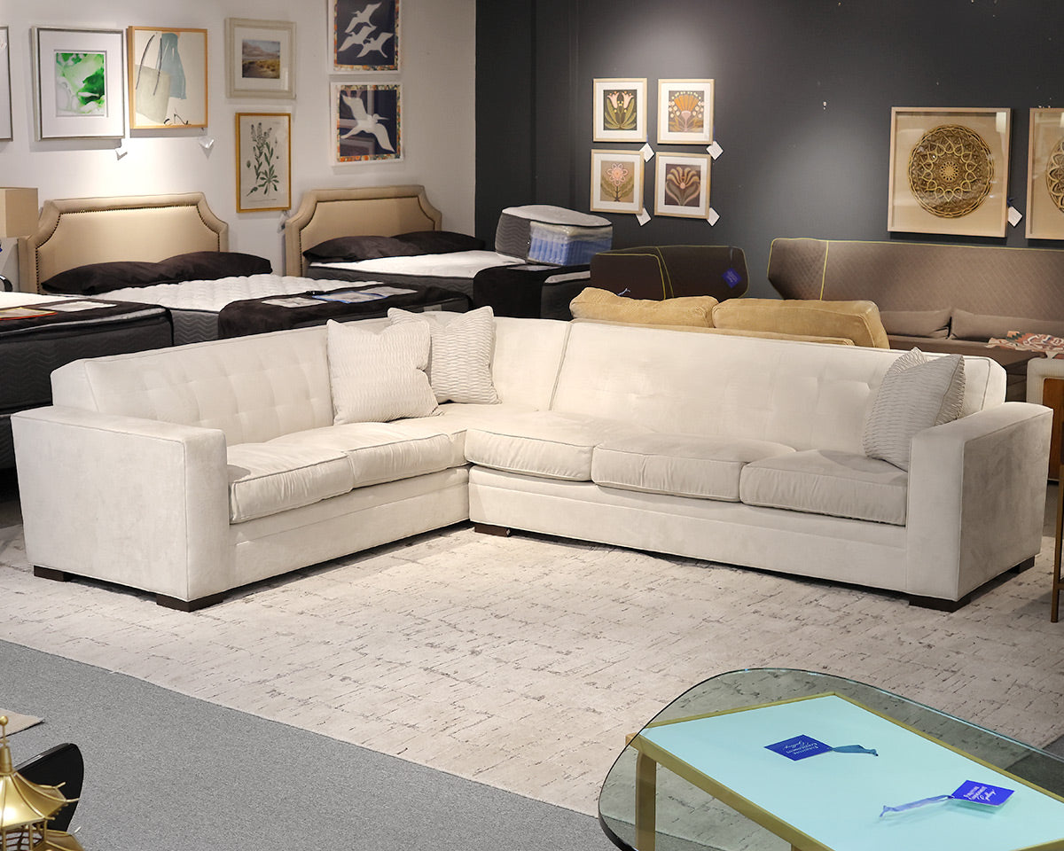 Mitchell Gold + Bob Williams Gabriel 2-Pc Sectional in Off-White Microfiber