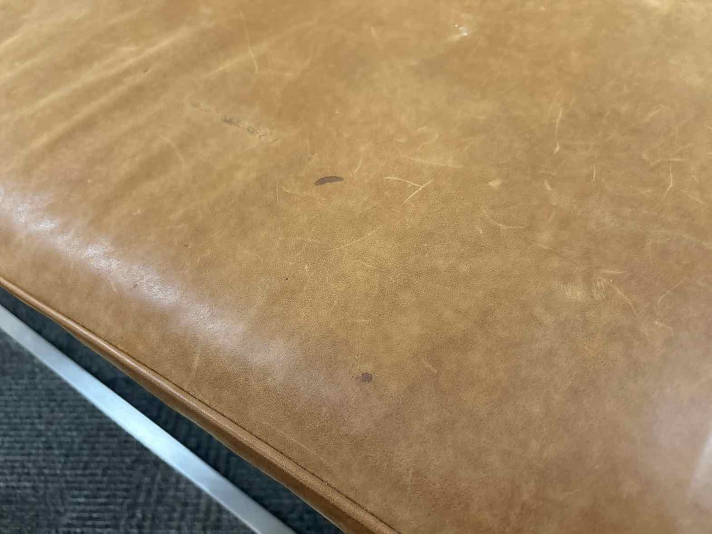 Distressed Hazlenut Leather Bench