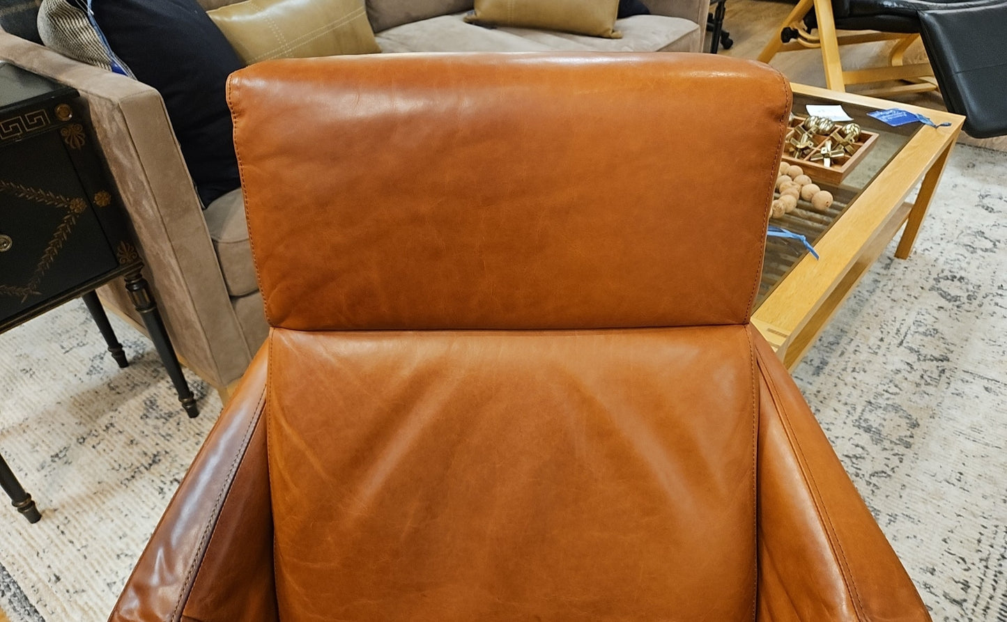 West Elm 'Austin' Leather Chair and Ottoman