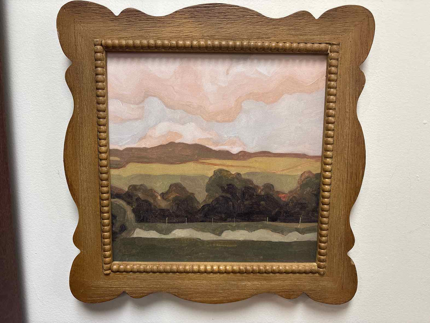 Set of Two Natural Wood Framed Landscapes