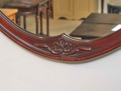 Mahogany Shield  Mirror with Fleur de Lis Accent
