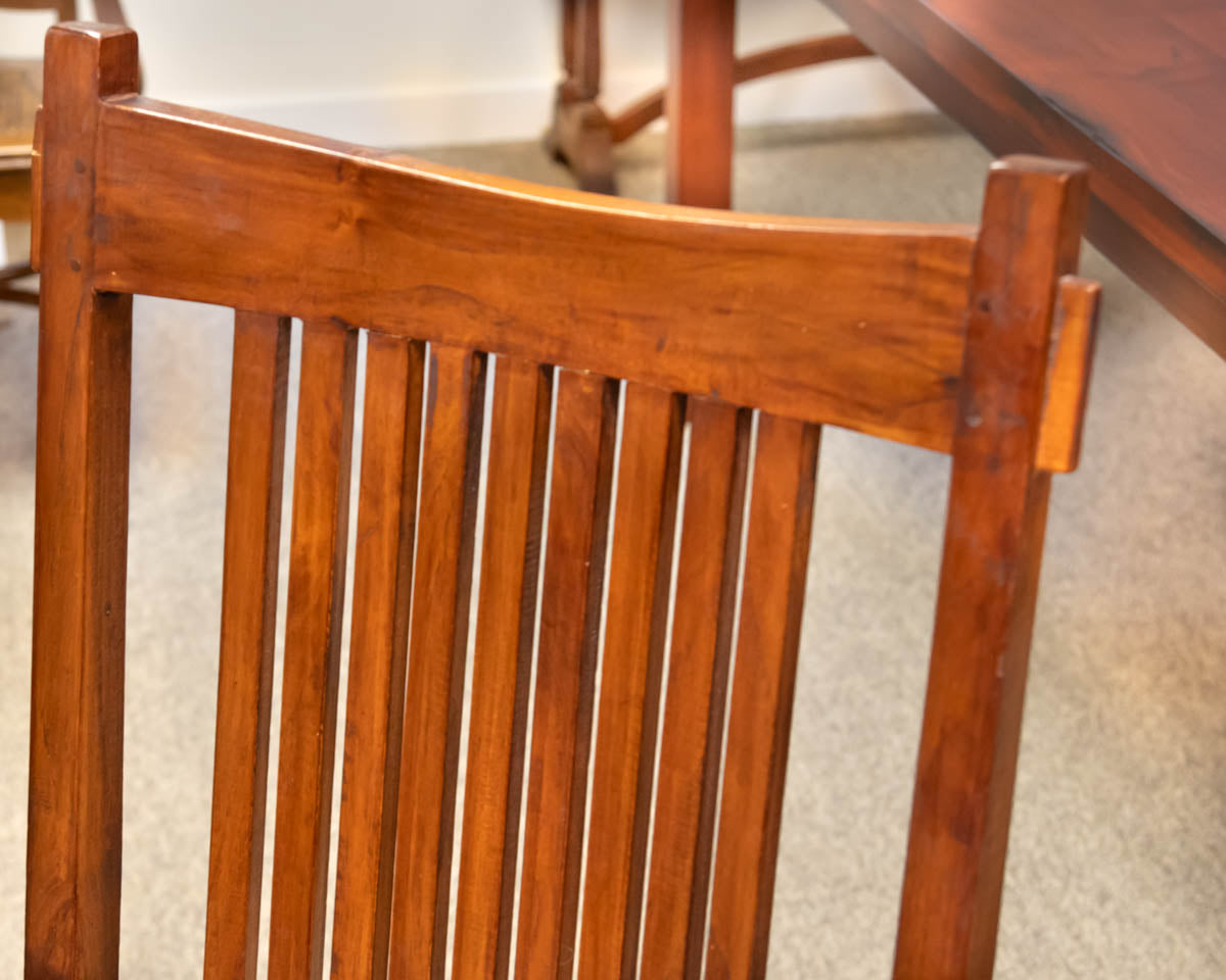 Circle Furniture Vertical Slat-Back Set of 8 Dining Chairs In Jacobean Finish