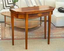 Mahogany Federal Style Game/Card  Table with Intricately Carved Tulipwood Border