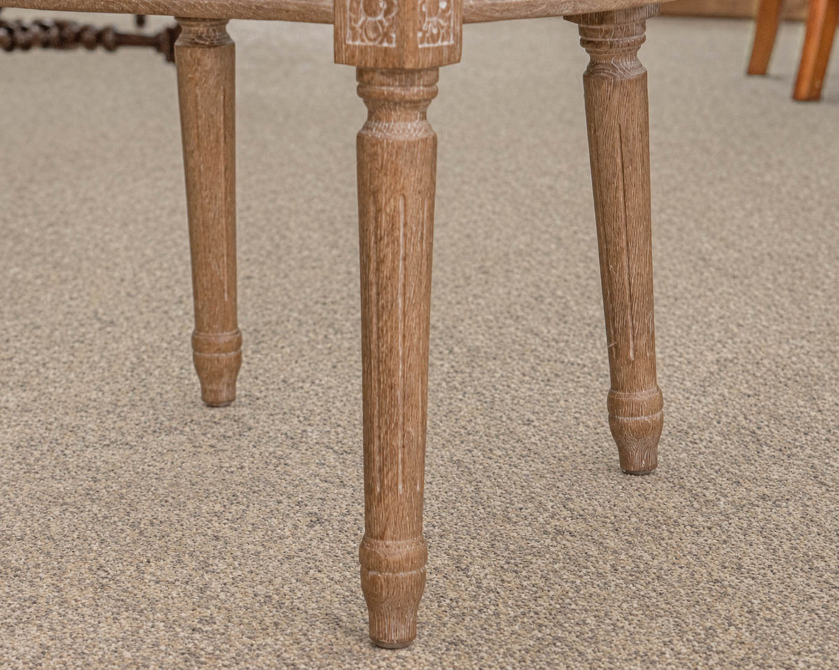 French Balloon Back Accent Chair W/Weathered Oak Frame