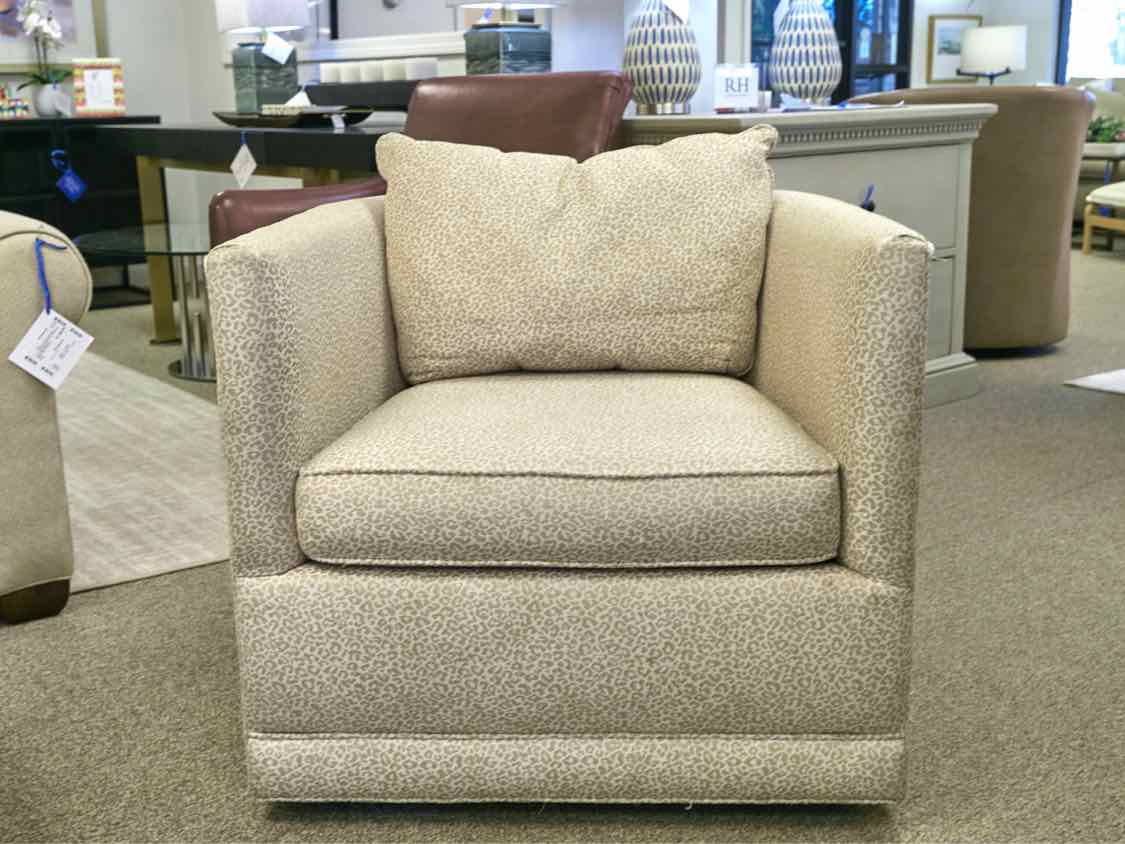 Pair of Boston Interiors Swivel Barrel Chairs in Cheetah Print