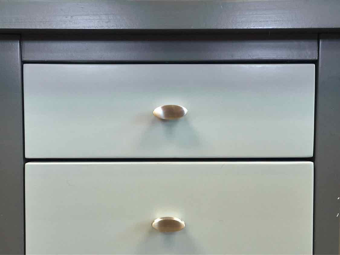 Pair of Two Tone Nightstands in Charcoal & Silver