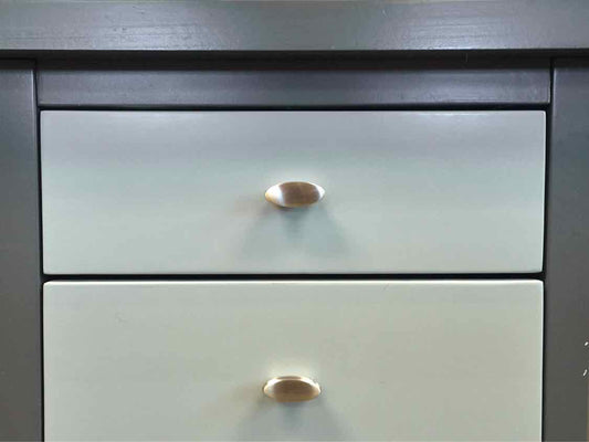 Pair of Two Tone Nightstands in Charcoal & Silver