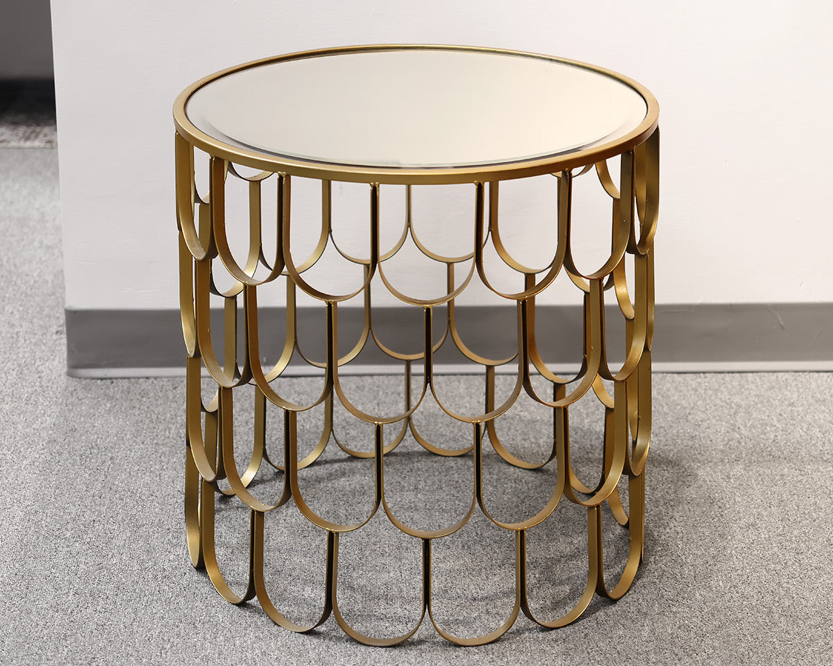 Gold Contemporary Drum Accent Table