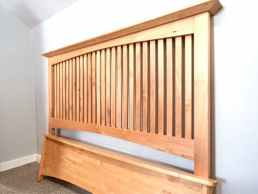 Maple Slat Queen Bed with Maple Wood Rails
