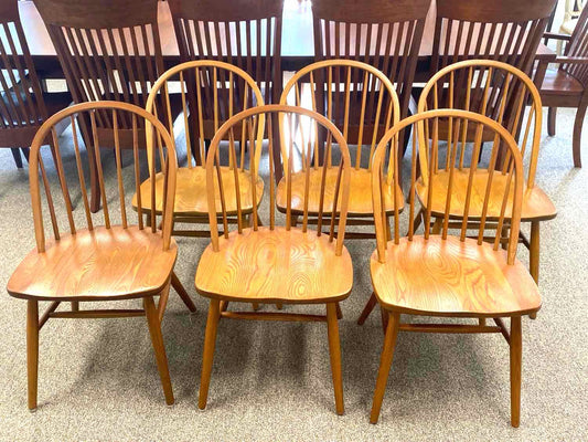 Set of 6 Nichols & Stone 'Claud Bunyard' Windsor Oak Dining Chairs