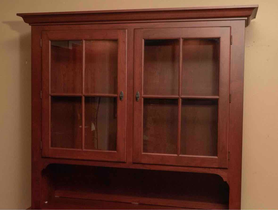 Le Mieur Cherry  2 Glass Pane Door Hutch in Russet Finish